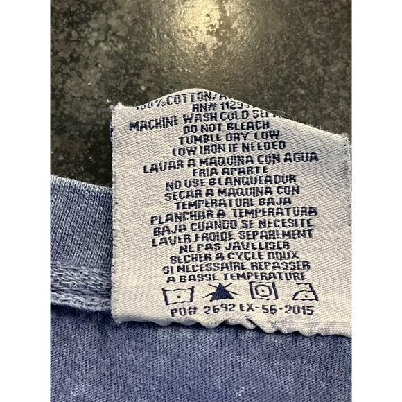 US Vintage Blue L/s T-shirt San Antonio Texas L, horns, distressed 100% Cotton - Picture 5 of 6